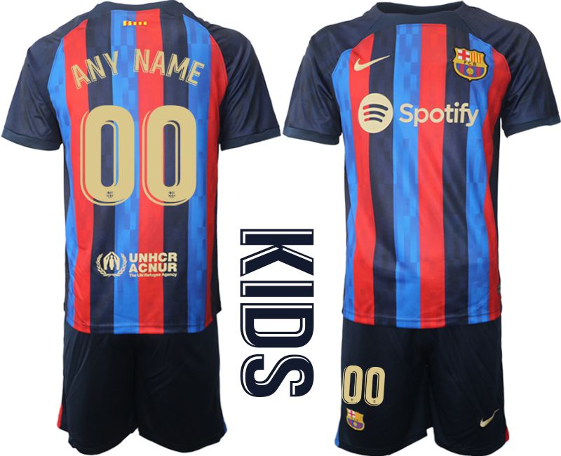 Youth 2022-2023 Club Barcelona home blue customized Soccer Jersey->youth soccer jersey->Youth Jersey